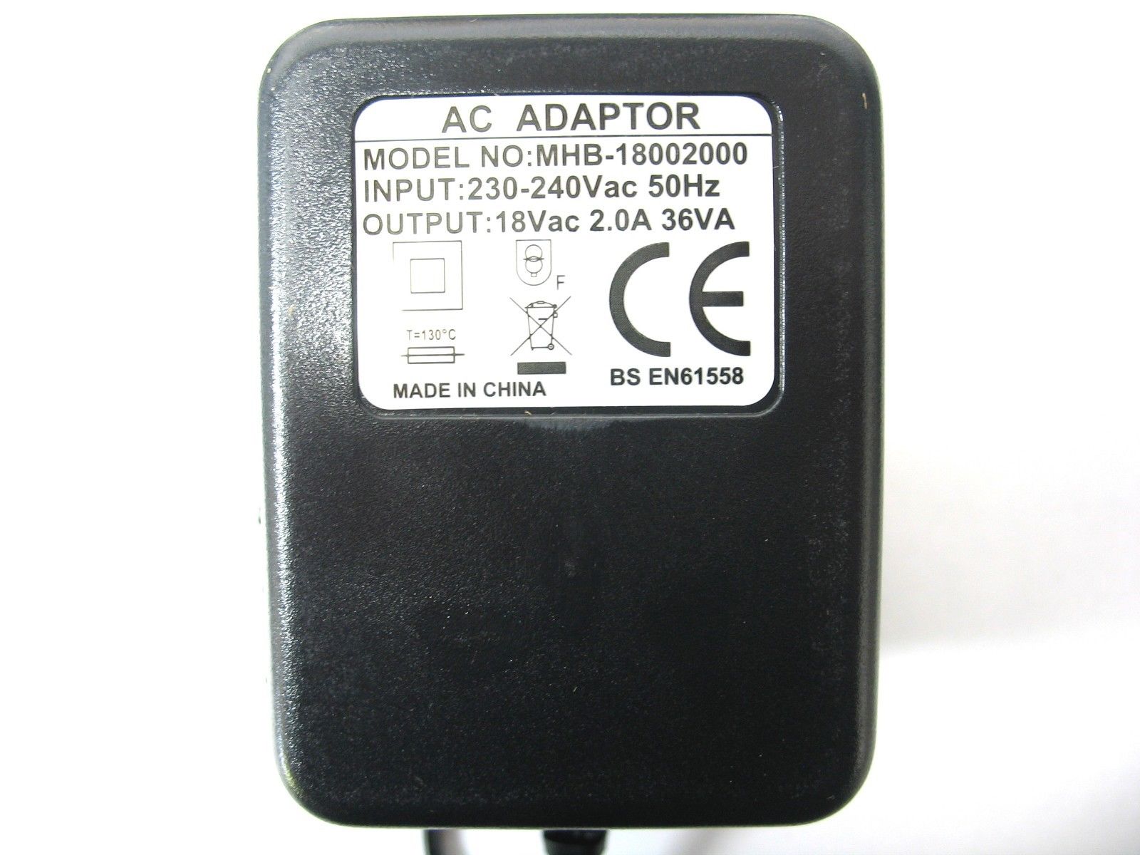 New 18V AC/AC 2A 2000MA MHB-18002000 MAINS POWER ADAPTOR